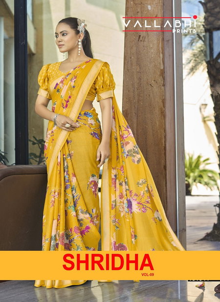 Shridha Vol 9 By Vallabhi Moss Georgette Floral Printed Saree Orders In India